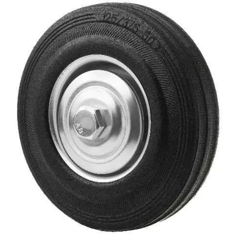 Промышленное колесо без крепления, диаметр 125мм, черная резина, роликовый подшипник - C 54